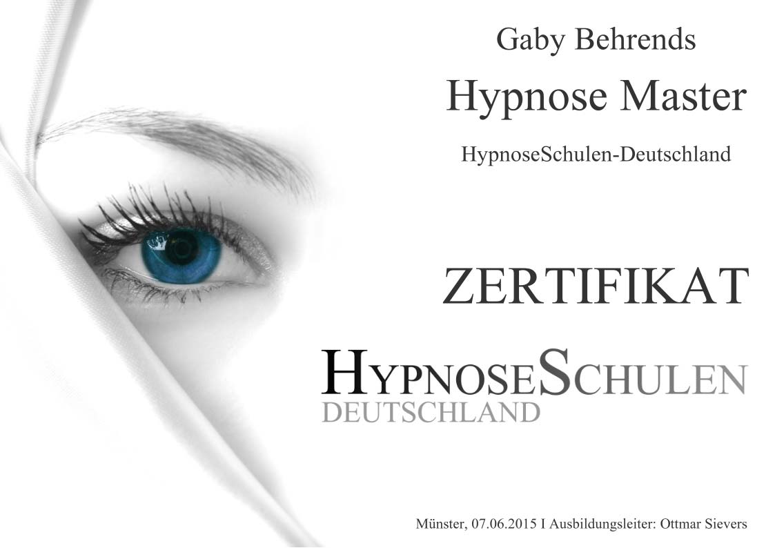 Zertifikat: Hypnose Master der HypnoseSchulen-Deutschland